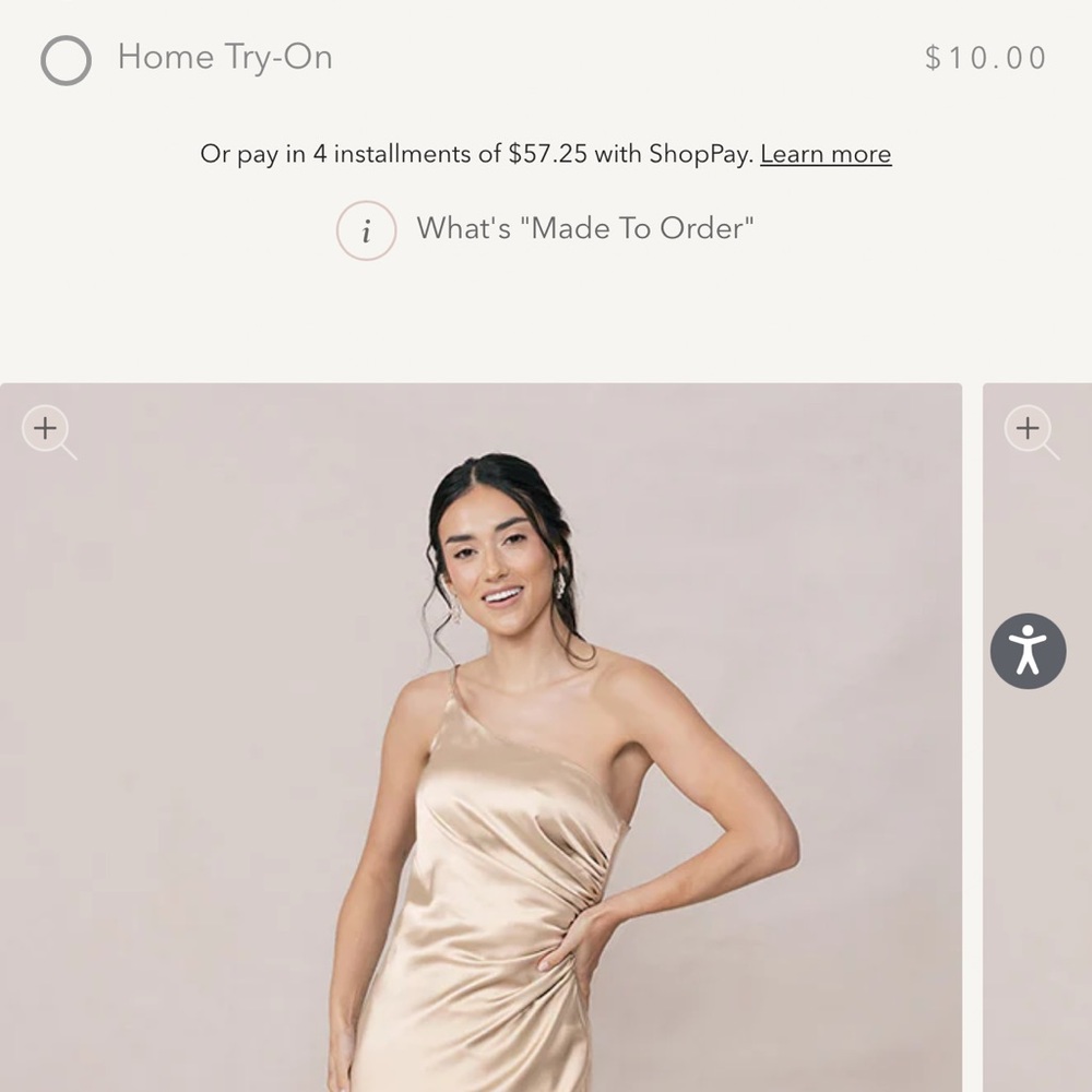 Revelry Satin Dress in Champagne